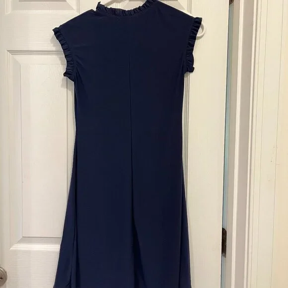 Navy Blue *Mock Neck* Mini Dress w/ Ruffles | XS | Simple & Sophisticated | NWOT - Picture 2 of 11